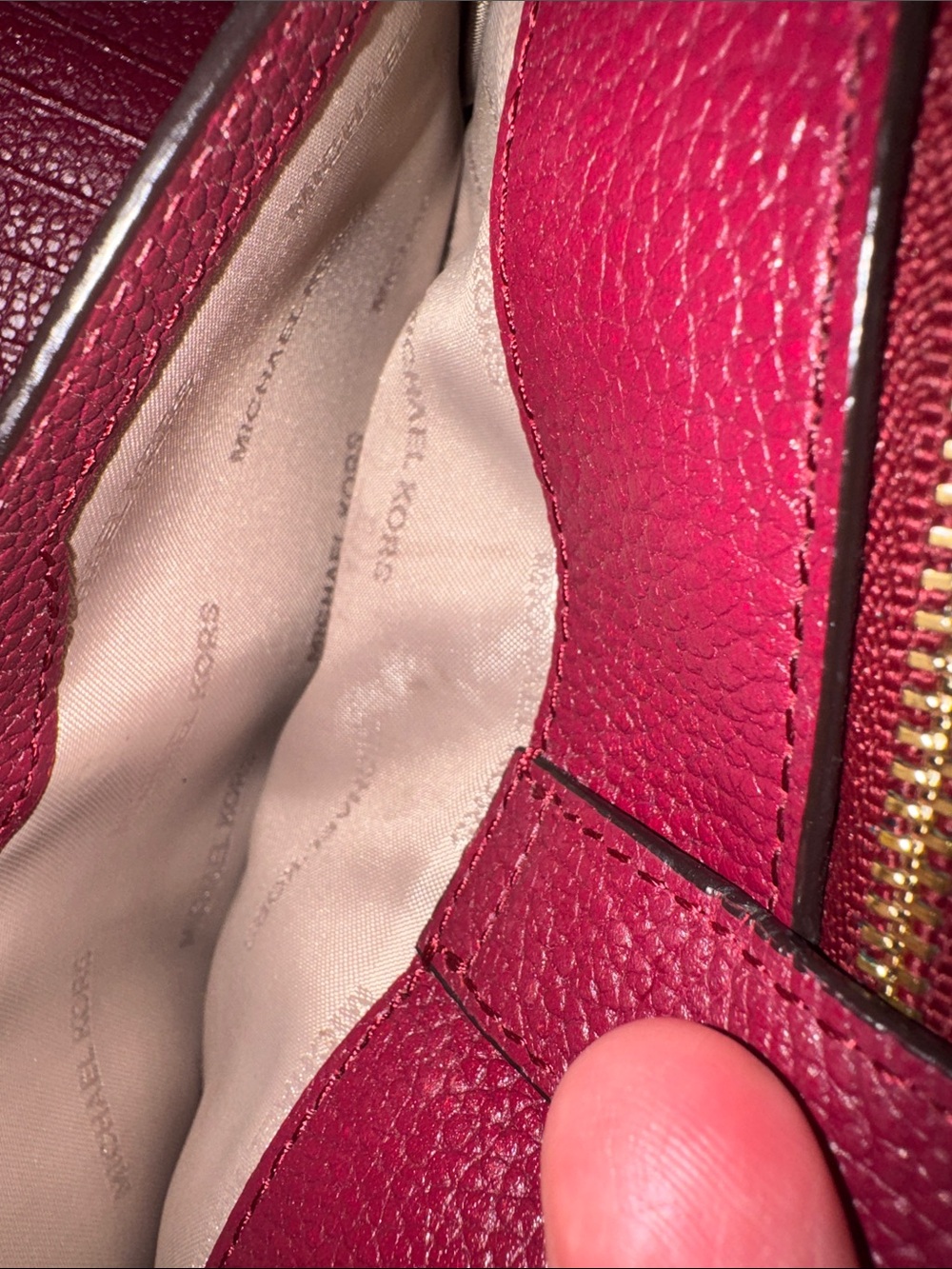 Michael Kors Raspberry Red Pebbled Leather Large Bifold Wristlet - Picture 10 of 14